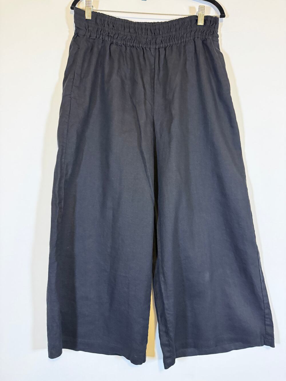Anthropologie Somerset Black Linen Wide Leg Pants Size M NWOT